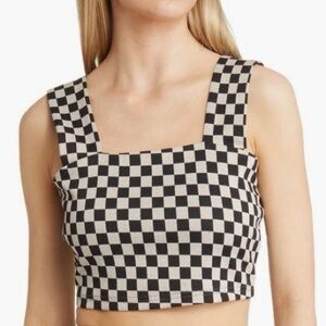 NWT DRESSED IN LALA LOOKING GOOD CROPPED TANK, CHECKERED, LARGE